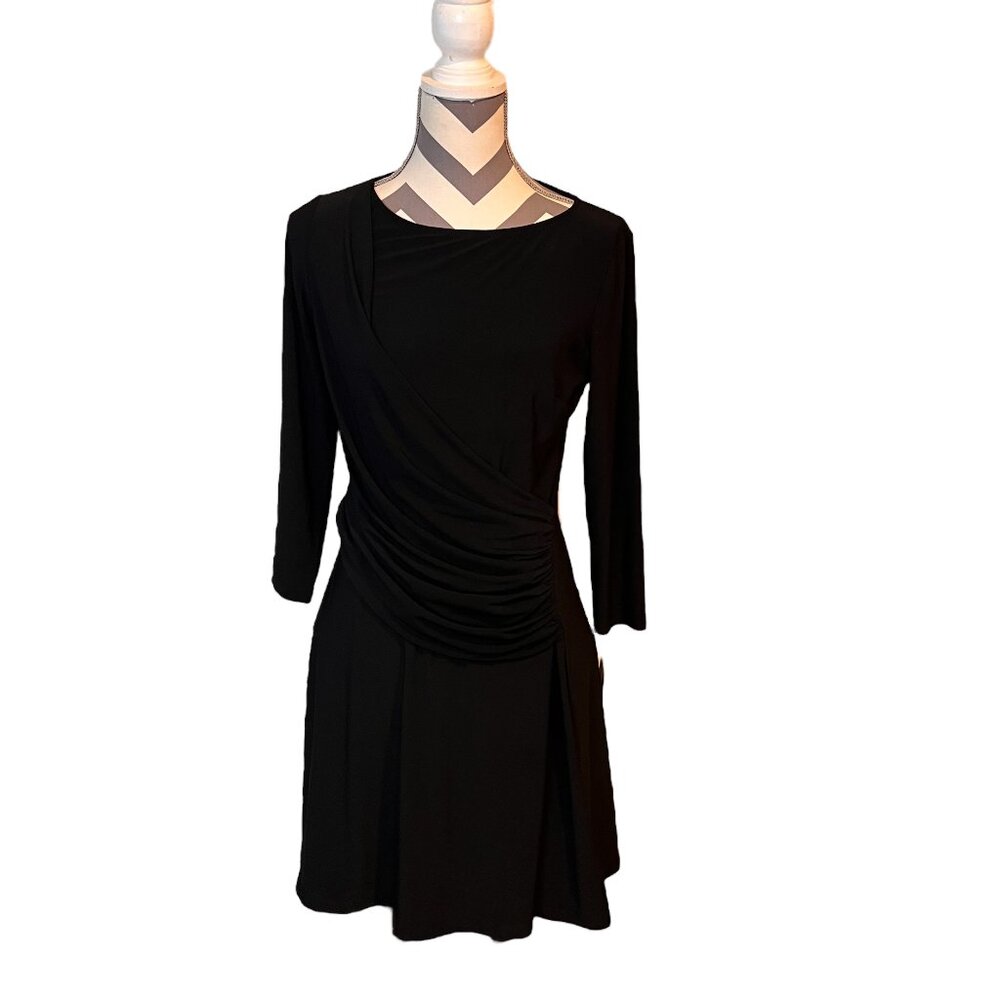 Chaps Black Midi Wrap Dress